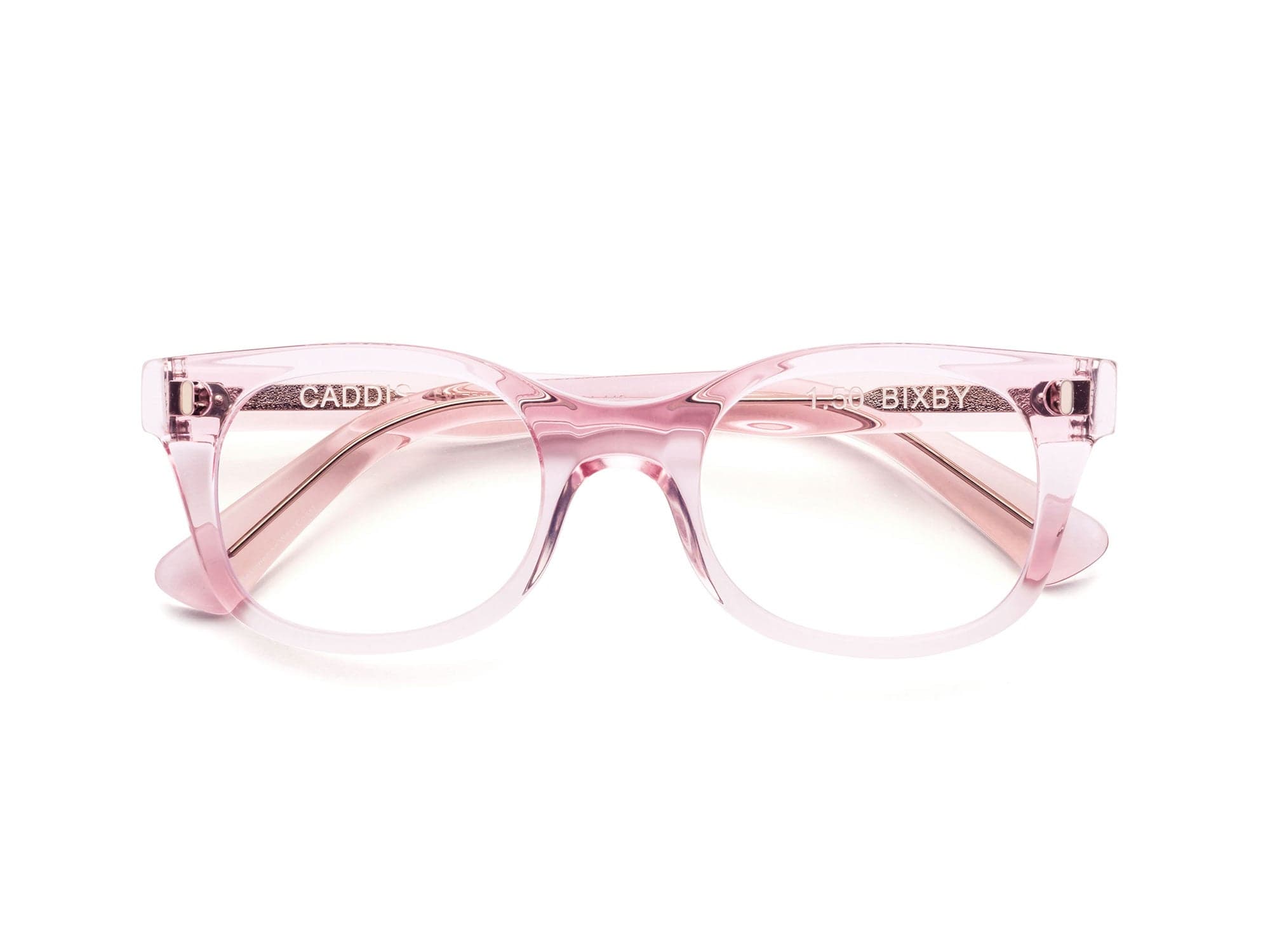 Bixby Reading Glasses Polished Clear Pink Caddis