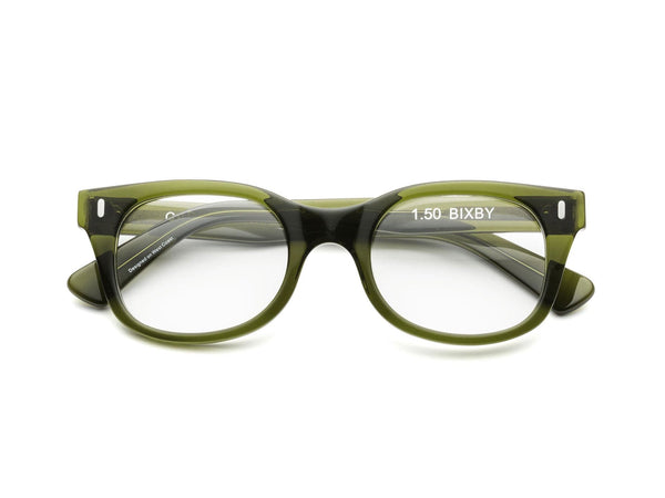 Bixby reading glasses in Heritage Green